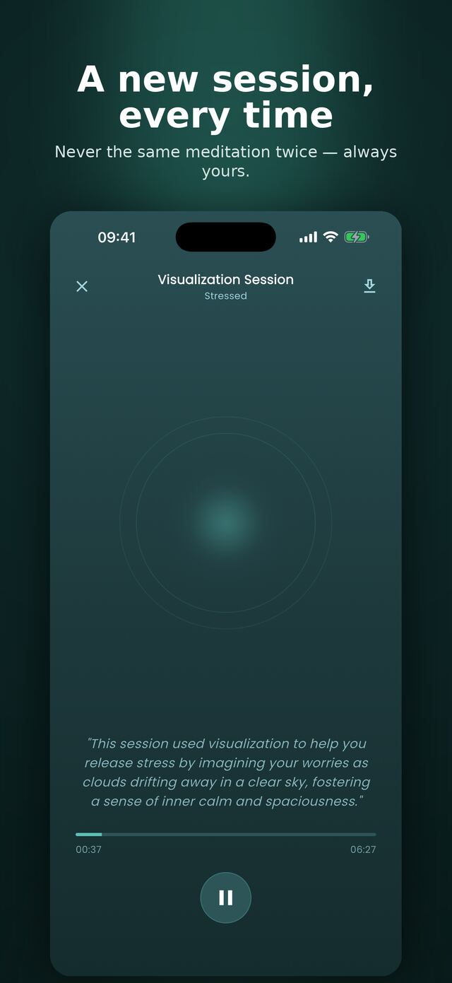 A new session, every time — meditation player
